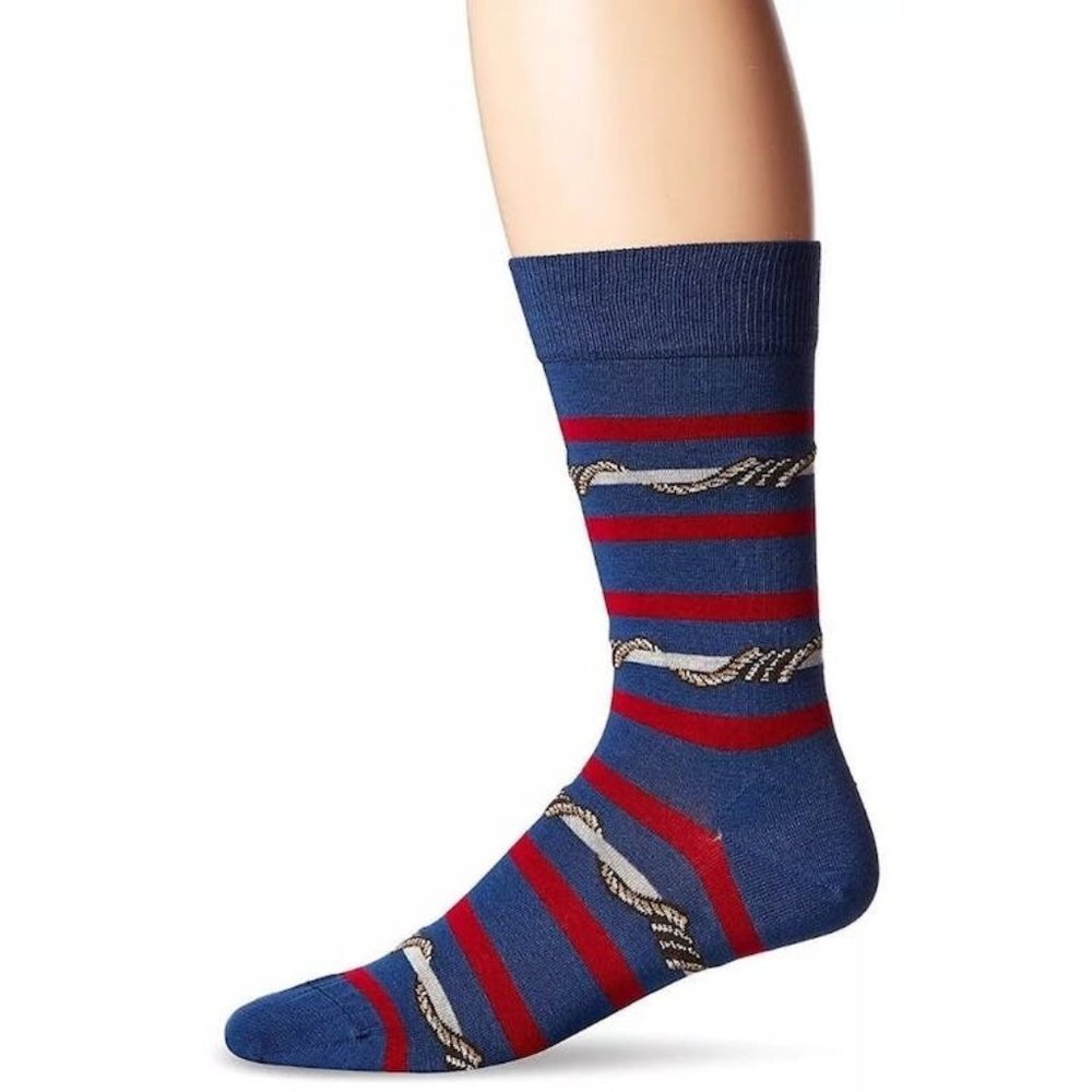 Ozone Men’s Wrap Around Stripes Socks, Navy, 10–13